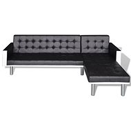 L-shaped sofa made of black leather - Couch
