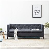 Chesterfield three-seater with gray textile upholstery - Couch