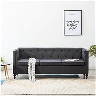 Chesterfield three-seater with dark gray textile upholstery - Couch