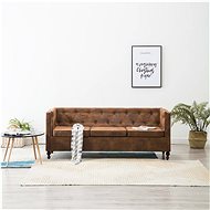 Three-seater Chesterfield textile brown with a suede look - Couch
