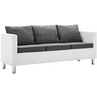 Three-seater made of artificial leather, white and light gray - Couch