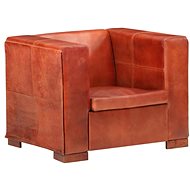 Dark brown genuine leather armchair - Armchair