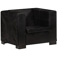 Black genuine leather armchair - Armchair