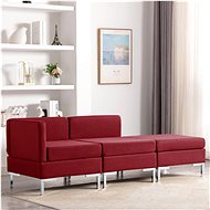 3-piece Sofa Textile Burgundy - Sofa
