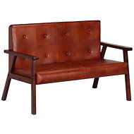 2-seater sofa, brown genuine leather - Couch
