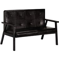 2-seater seat black genuine leather - Couch