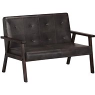 2-seater seat gray genuine leather - Couch