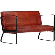 2-seater sofa, brown genuine leather - Couch