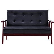 2-seater sofa black faux leather - Couch