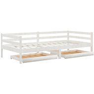 SHUMEE válenda se zásuvkami 90 × 200 cm, masivní borové dřevo, bílá, 3083675 - Postel