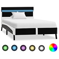 Shumee s LED světlem černý umělá kůže 90×200 cm, 280302 - Rám postele