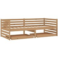 SHUMEE válenda se zásuvkami 90 × 200 cm, masivní borové dřevo, medově hnědá, 3083692 - Postel