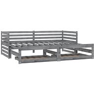 SHUMEE výsuvná válenda 2× (90 × 200) cm, masivní borovice, šedá, 3083711 - Postel
