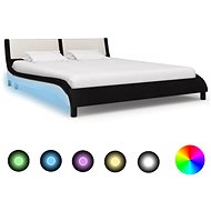 Shumee s LED světlem černobílý umělá kůže 180×200 cm, 280366 - Rám postele