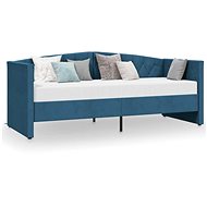 SHUMEE válenda s matrací a USB 90 × 200 cm, samet, modrá, 3080342 - Postel