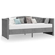 SHUMEE válenda s matrací a USB 90 × 200 cm, samet, světle šedá, 3080365 - Postel