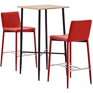 3-piece bar set faux leather red 3050043 - Bar Set