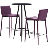 3-piece bar set faux leather purple 279742 - Bar Set