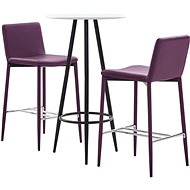 3-piece bar set faux leather purple 279788 - Bar Set