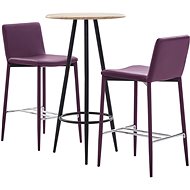 3-piece bar set faux leather purple 279834 - Bar Set