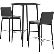3-piece bar set faux leather gray 279939 - Bar Set