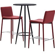 3-piece bar set faux leather burgundy 279736 - Bar Set