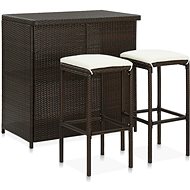 3-piece bar dining set brown polyrattan 313470 - Bar Set
