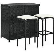 3-piece bar dining set polyratan black 313471 - Bar Set