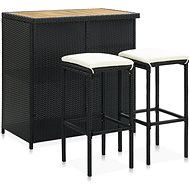 3-piece bar dining set polyratan black 313473 - Bar Set