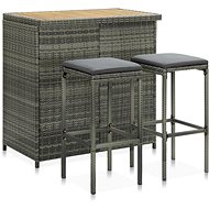3-piece bar set polyratan gray 313474 - Bar Set