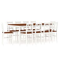 11-piece Dining Set Pine Wood White-brown 283396 - Dining Set