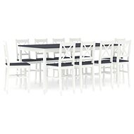 11-piece Dining Set, Pine Wood, White-grey 283394 - Dining Set