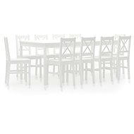 11-piece Dining Set, Pine Wood, White 283393 - Dining Set