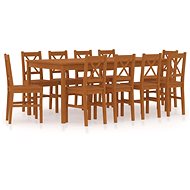 11-piece Dining Set, Pine Wood, Honey Brown 283392 - Dining Set