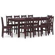 11-piece Dining Set Pine Wood Dark Brown 283395 - Dining Set