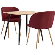 3-piece Dining Set, Textile, Burgundy 3053928 - Dining Set