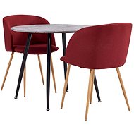 3-piece Dining Set, Textile, Burgundy 3054208 - Dining Set