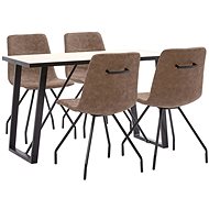 5-piece Dining Set Brown Faux Leather 3050468 - Dining Set