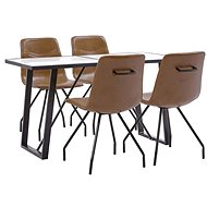 5-piece Dining Set Cognac Faux Leather 3050118 - Dining Set