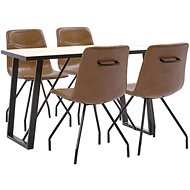 5-piece Dining Set Cognac Faux Leather 3050470 - Dining Set
