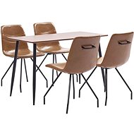 5-piece Dining Set Cognac Faux Leather 3050690 - Dining Set