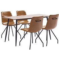 5-piece Dining Set Cognac Faux Leather 3050734 - Dining Set