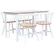 5-piece Dining Set, Solid Rubber Tree, White-brown 276873 - Dining Set