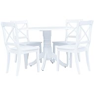 5-piece Dining Set, Solid Rubber Tree, White 276869 - Dining Set