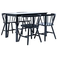 5-piece Dining Set, Solid Rubber Tree, Black 276874 - Dining Set