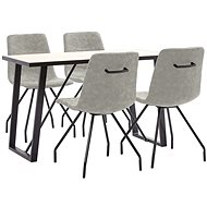5-piece Dining Set, Grey Faux Leather 3050466 - Dining Set