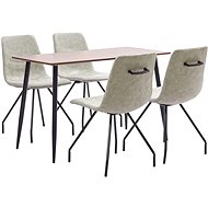 5-piece Dining Set, Grey Faux Leather 3050686 - Dining Set