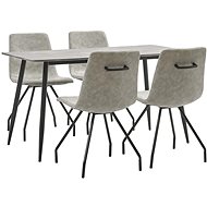 5-piece Dining Set Grey Faux Leather 3050948 - Dining Set
