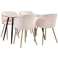 5-piece Dining Set, Textile, Cream 3053676 - Dining Set