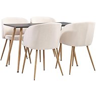 5-piece Dining Set, Textile, Cream 3053836 - Dining Set